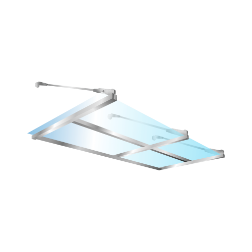 Козырек стеклянный на вантах и профильном каркасе